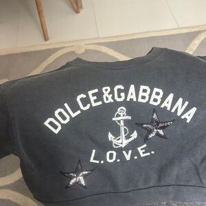 Dolce & Gabbana Charcoal Crop Top with Nautical Design